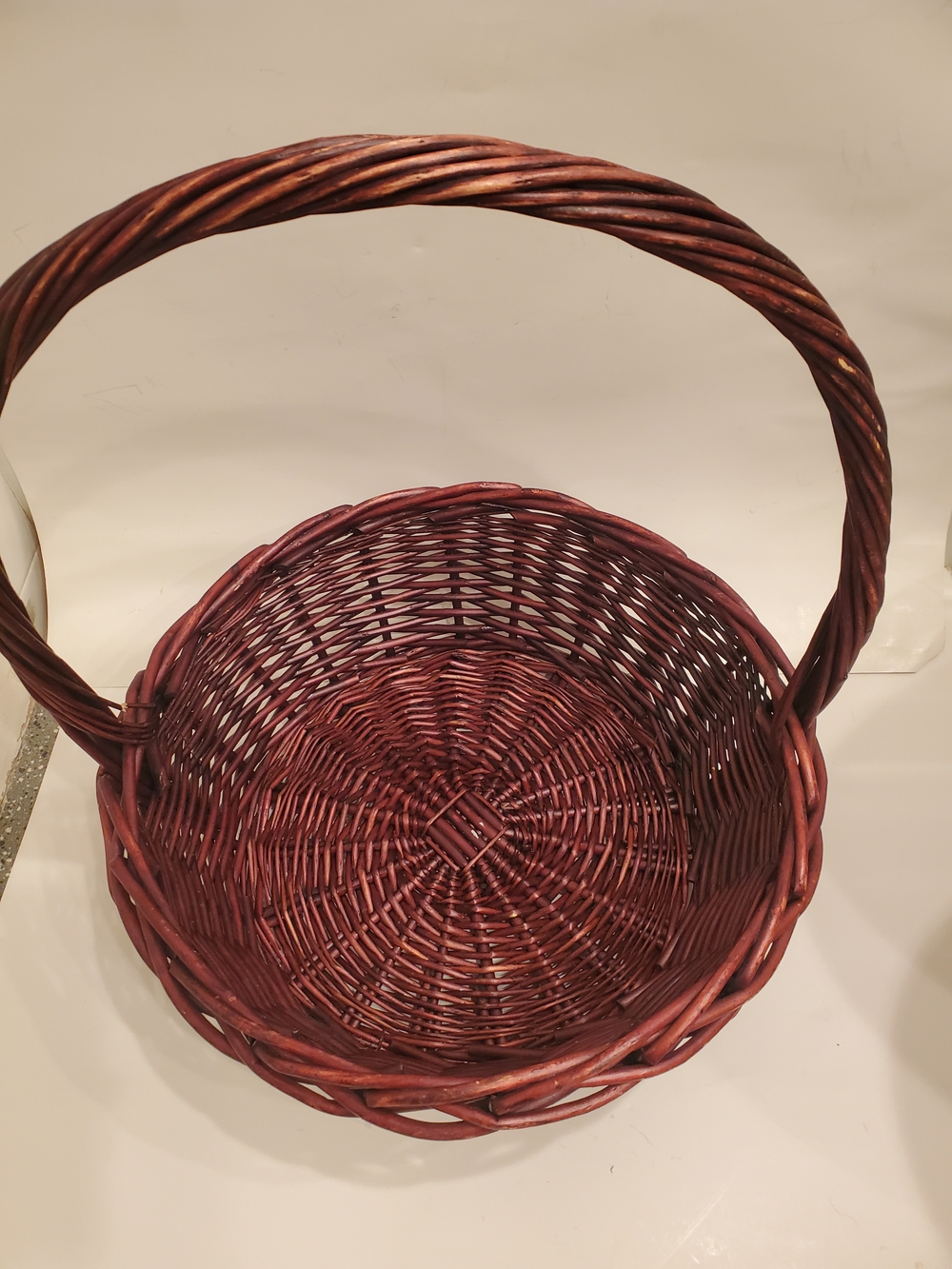 Woven Round Decorative Basket with Handle - Brown